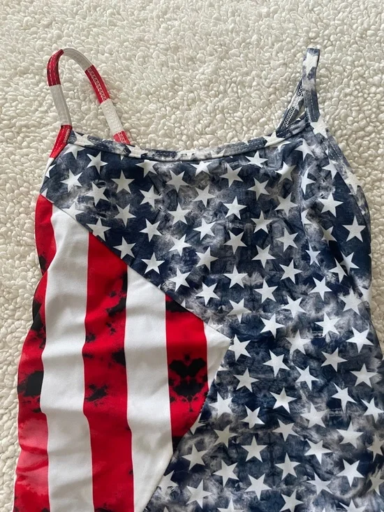 Jolyn American Flag Stars & Stripes One-Piece Swimsuit Red White Blue Jackson 3 - Picture 10 of 10